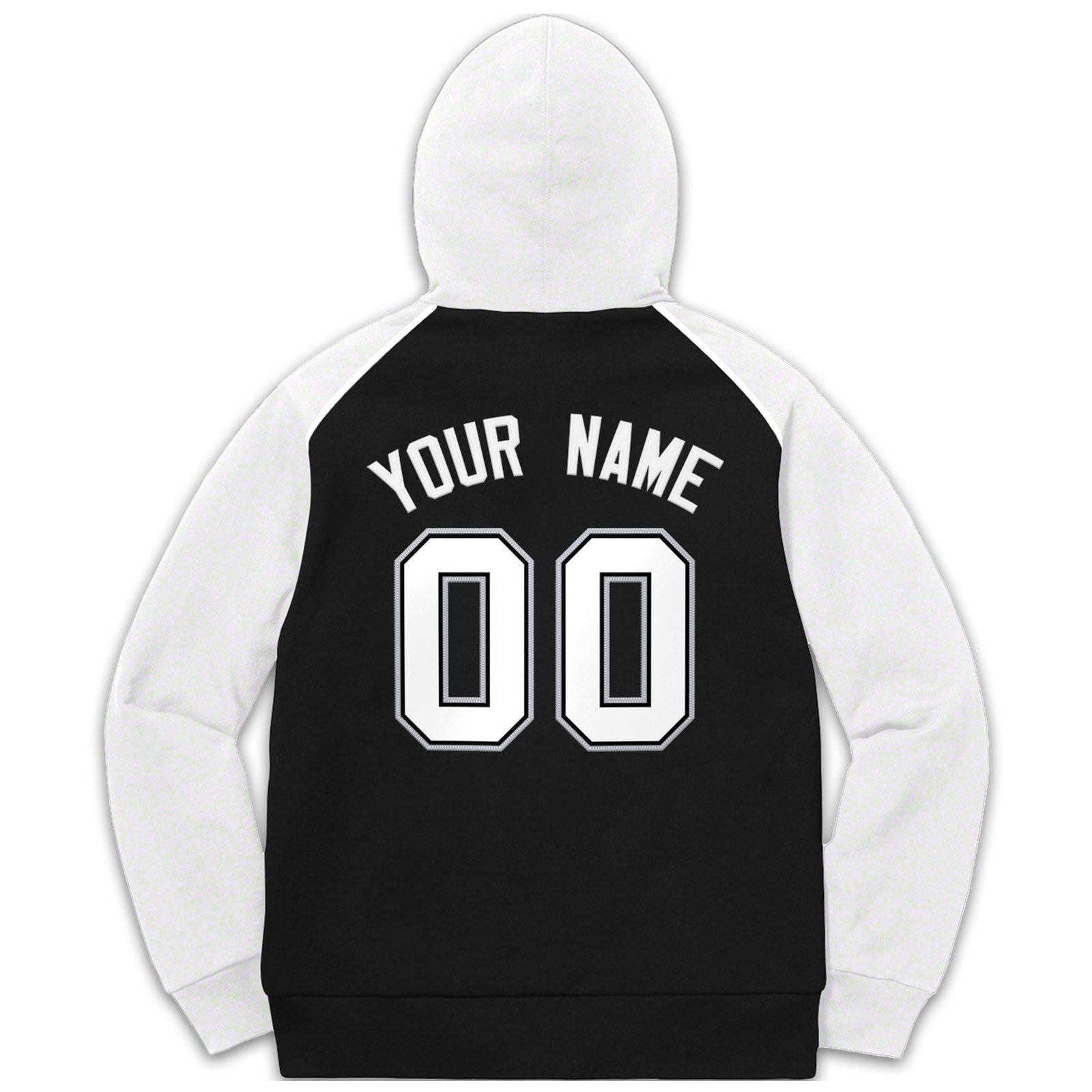 Custom Stitched Sportwear Black White-Gray Raglan Sleeves Pullover Hoodie