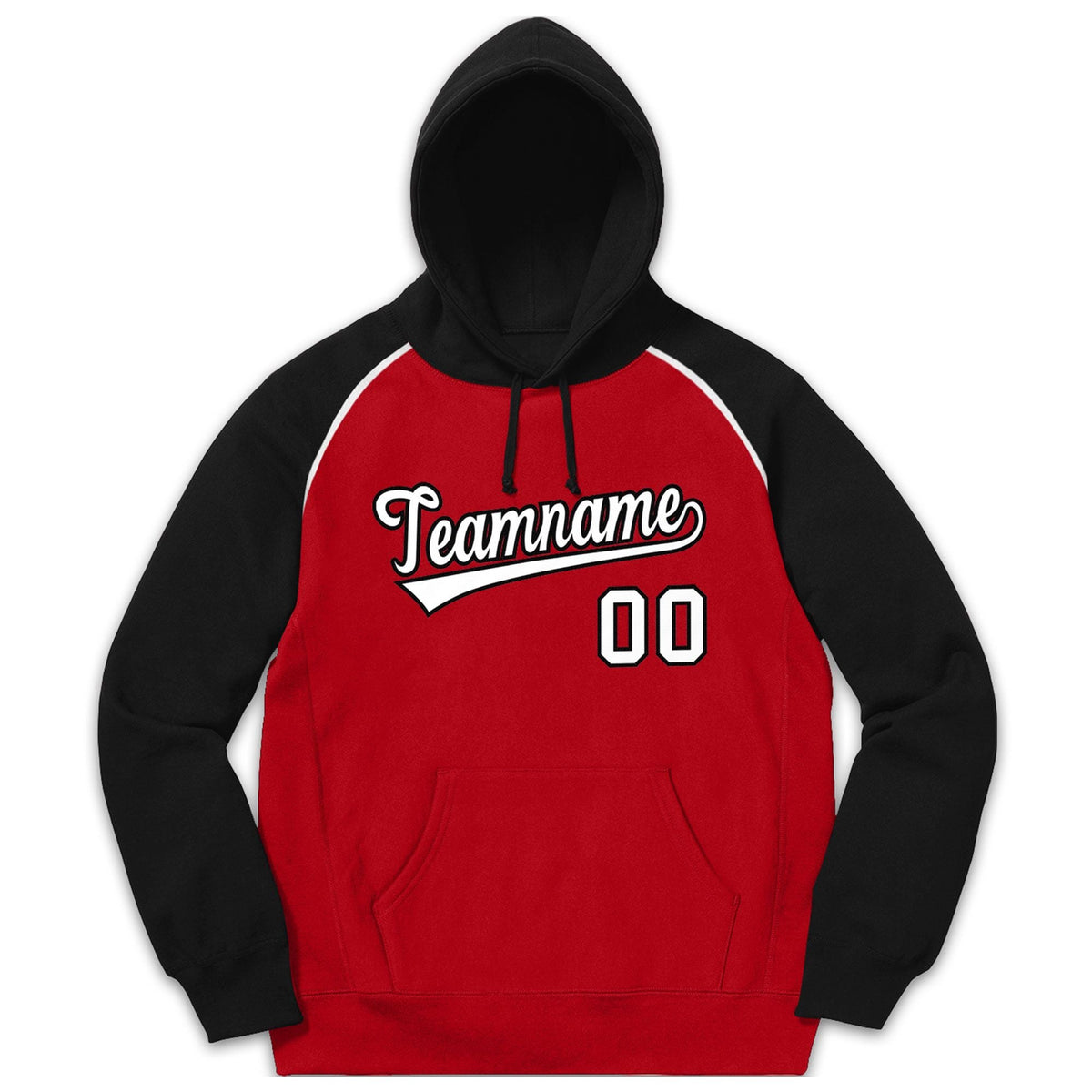 Custom Stitched Sportwear Red White-Black Raglan Sleeves Pullover Hoodie
