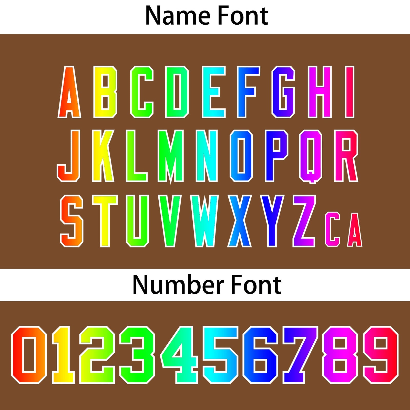 Custom Brown Personalized Rainbow Color Font Team Pullover Sweatshirt Hoodie