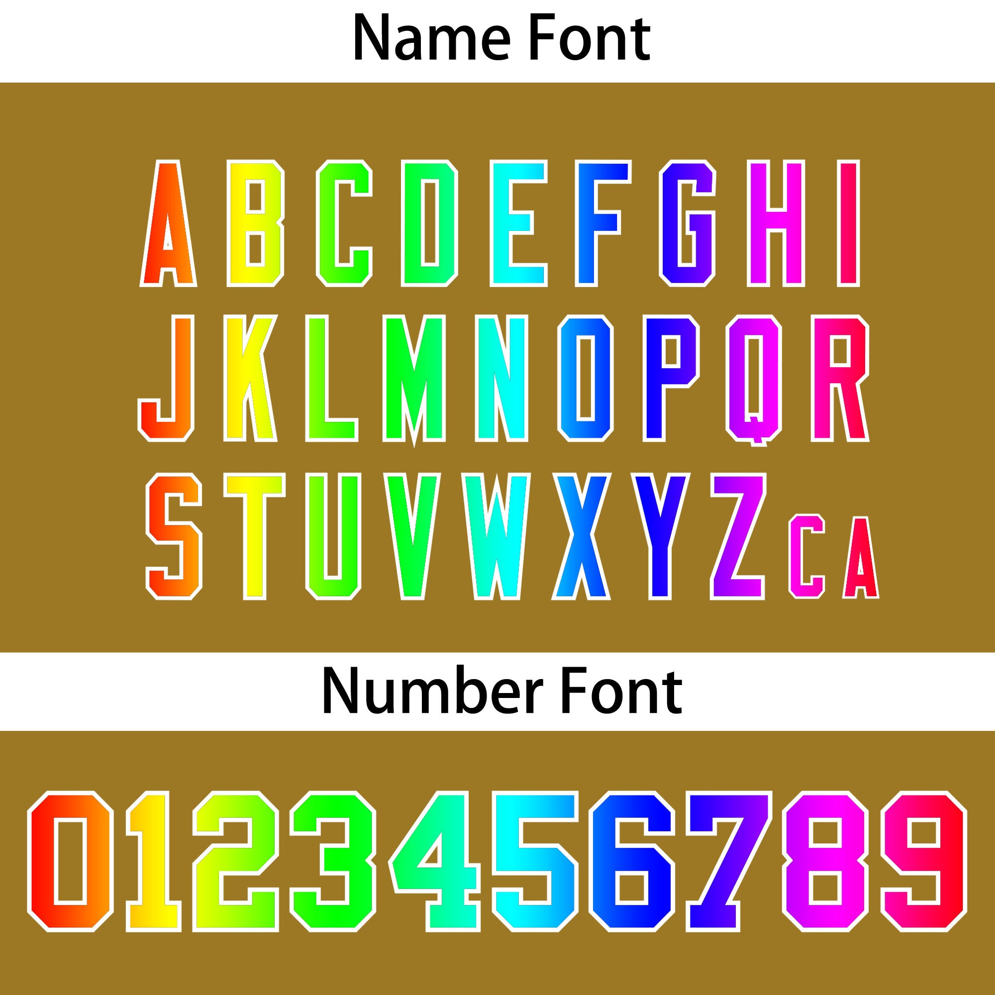 Custom Old Gold Personalized Rainbow Color Font Team Pullover Sweatshirt Hoodie