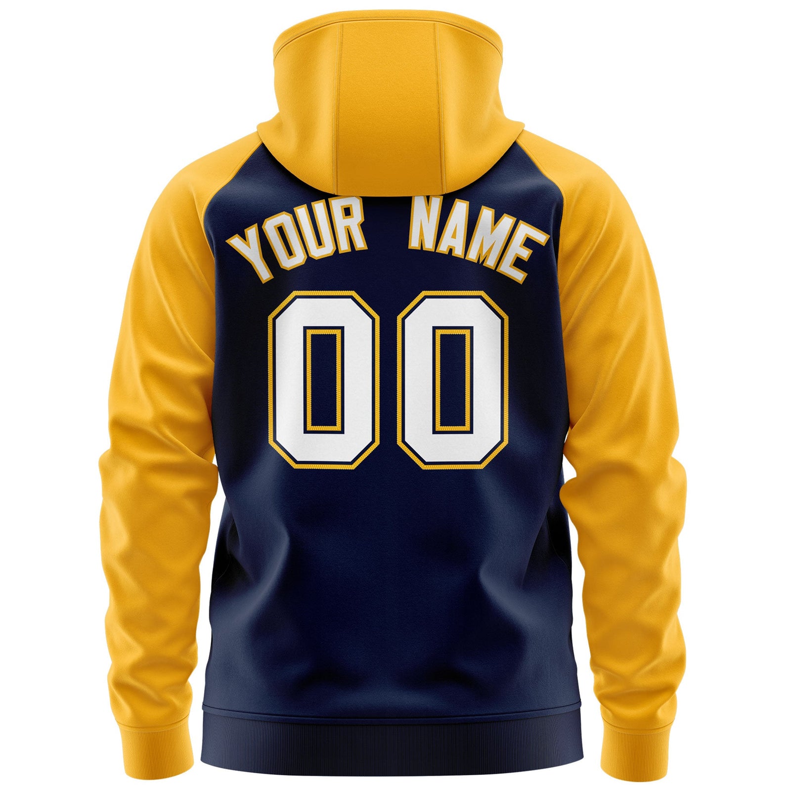 Custom Stitched Navy White-Gold Raglan Sleeves Sports Full-Zip Sweatshirt Hoodie