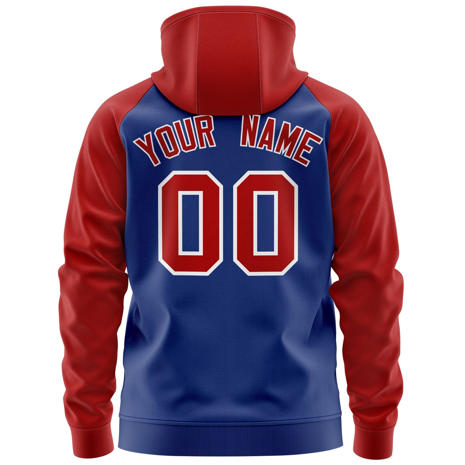 Custom Stitched Royal Red-White Raglan Sleeves Sports Full-Zip Sweatshirt Hoodie