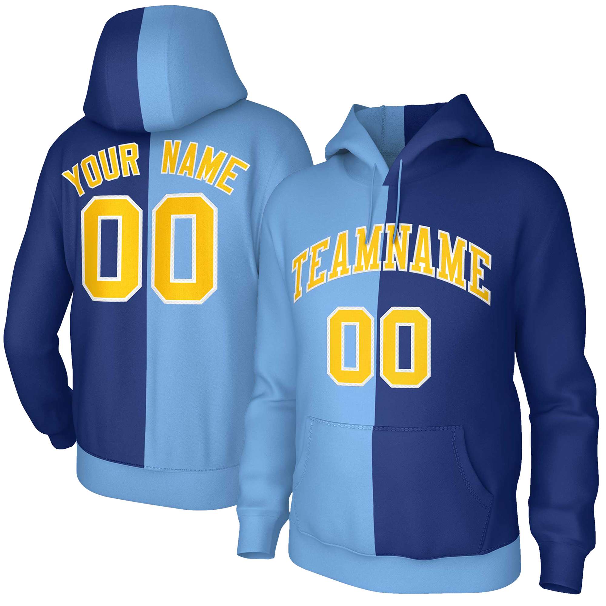 Custom Light Blue Royal Gold White Split Fashion Stitched Sportwear Pu KXKSHOP