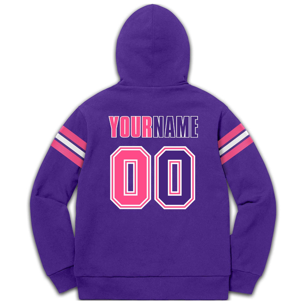 Custom Stitched Purple Pink-White Cotton Pullover Sweatshirt Hoodie