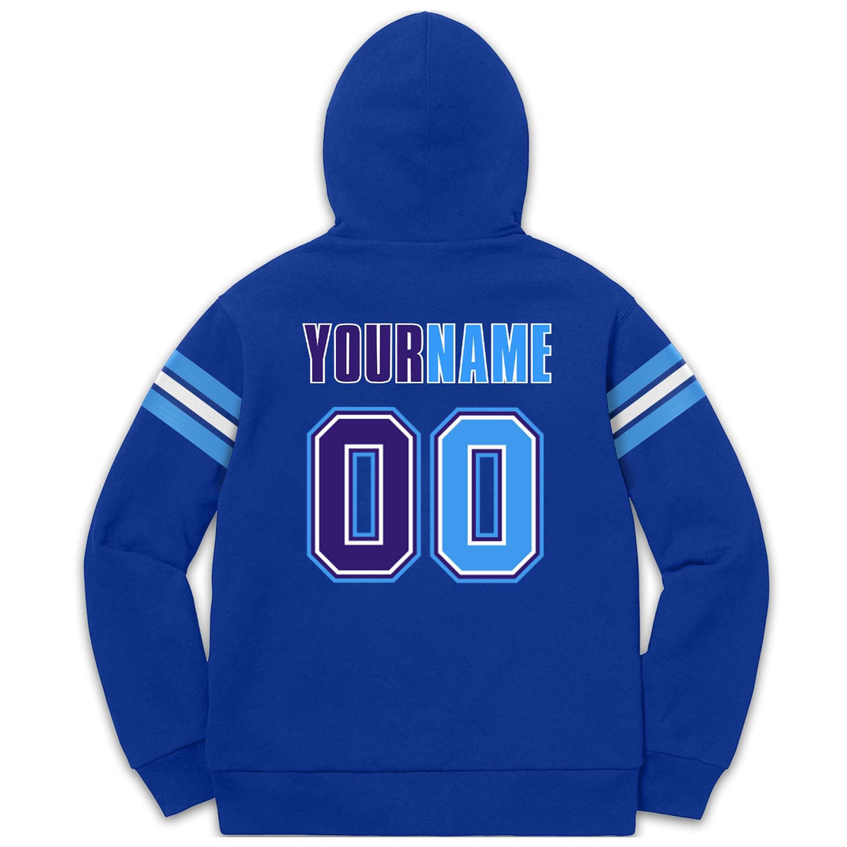 Custom Stitched Royal Powder Blue-Purple Cotton Pullover Sweatshirt Hoodie