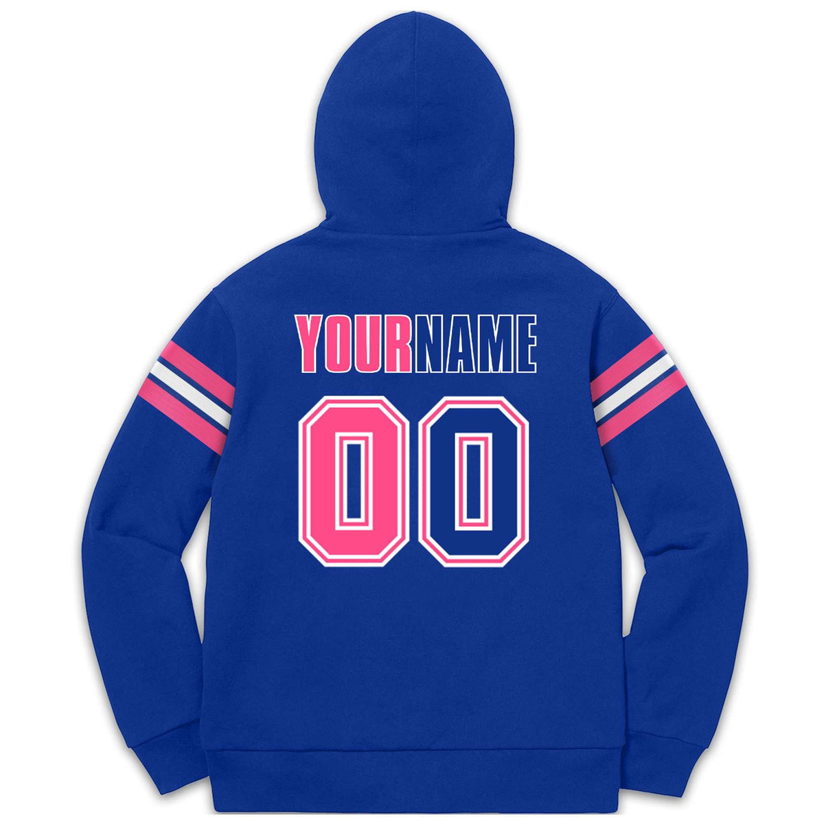 Custom Stitched Royal Pink-White Cotton Pullover Sweatshirt Hoodie