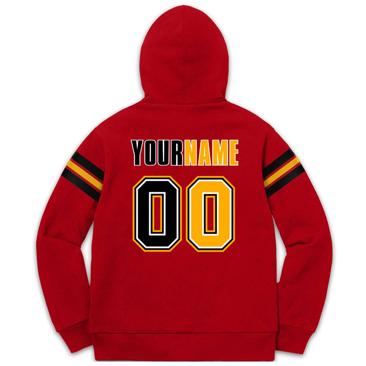 Custom Stitched Red Black-Yellow Cotton Pullover Sweatshirt Hoodie