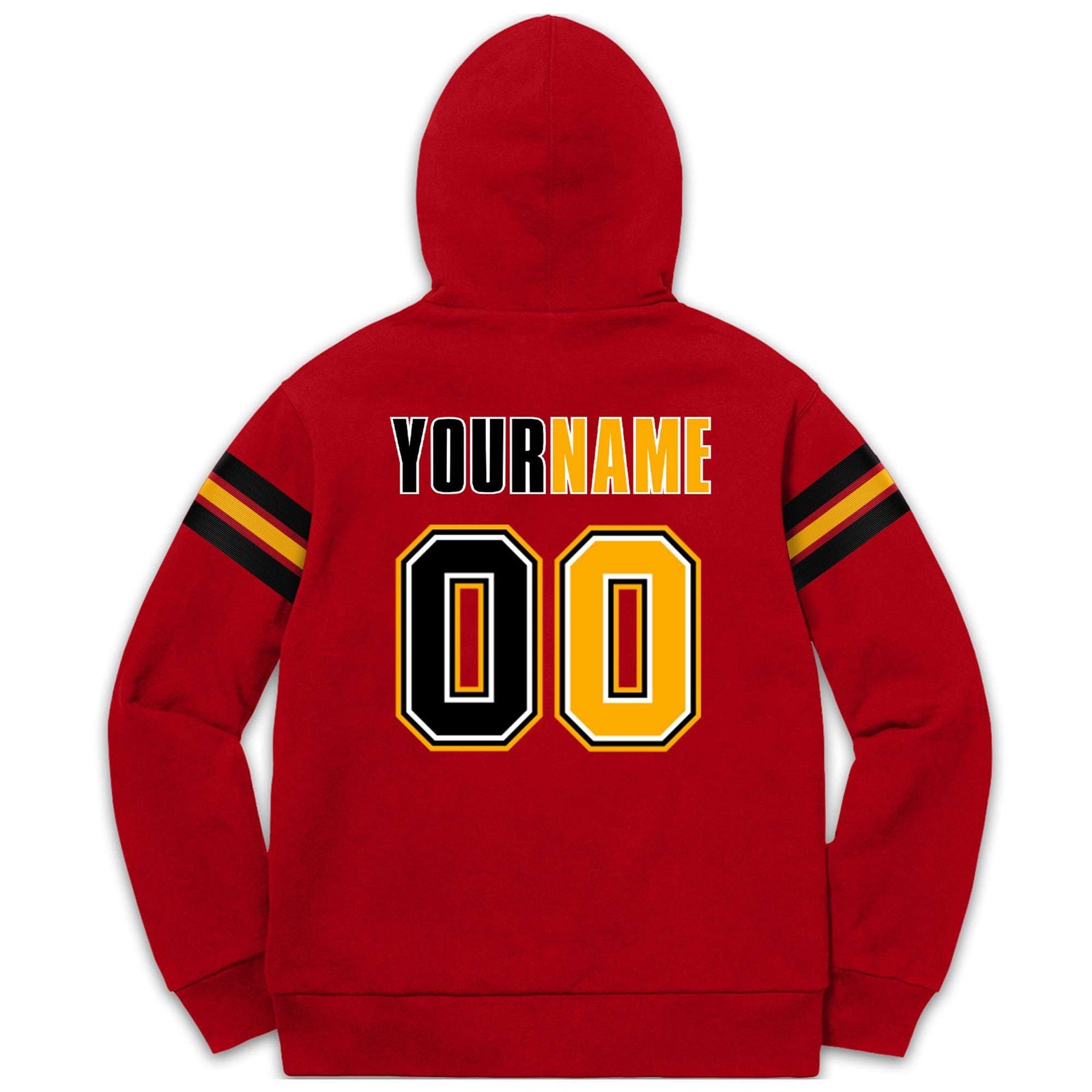 Custom Stitched Red Black-Yellow Cotton Pullover Sweatshirt Hoodie
