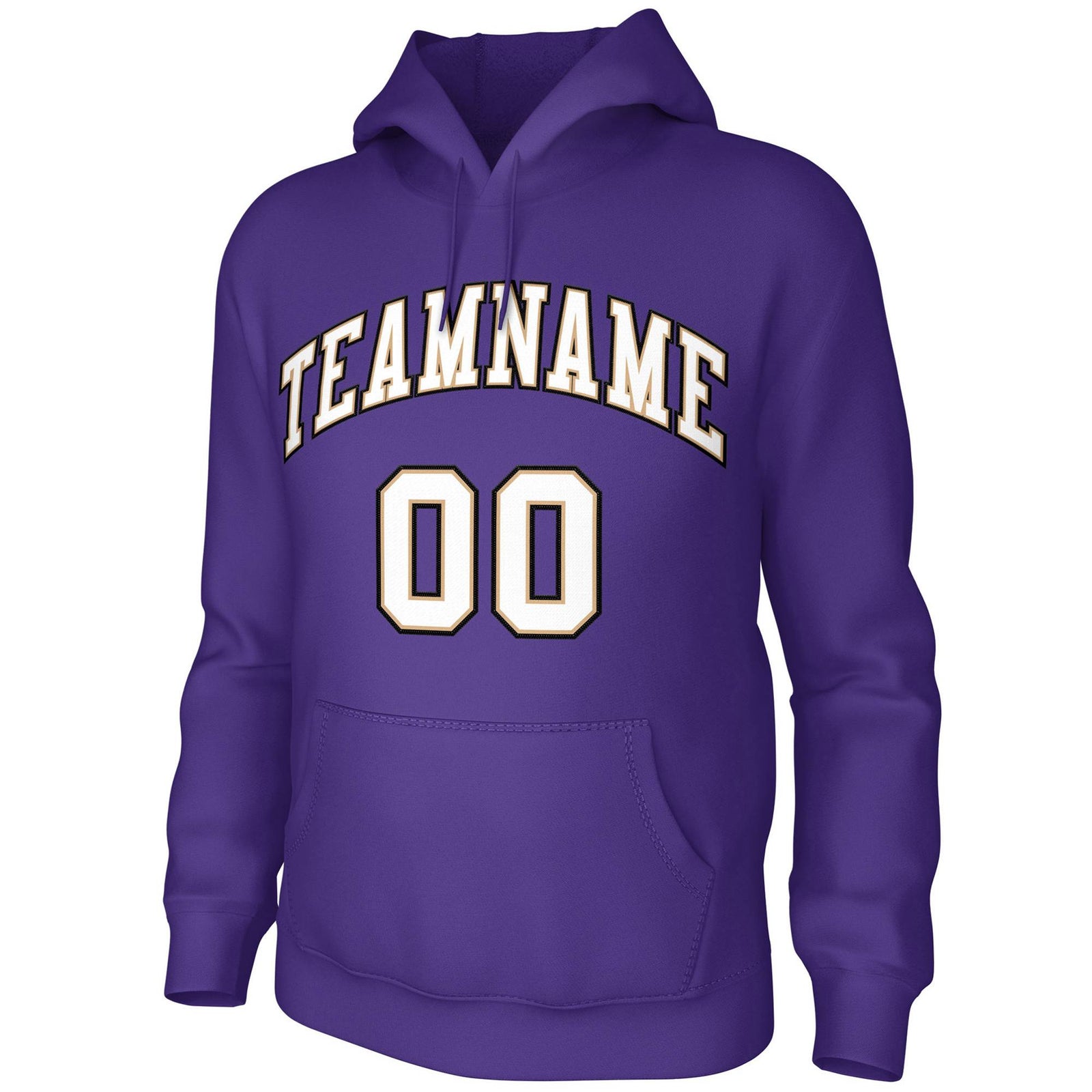 Custom Purple White-Old Gold-Black Classic Style Training Uniform Pullover Hoodie