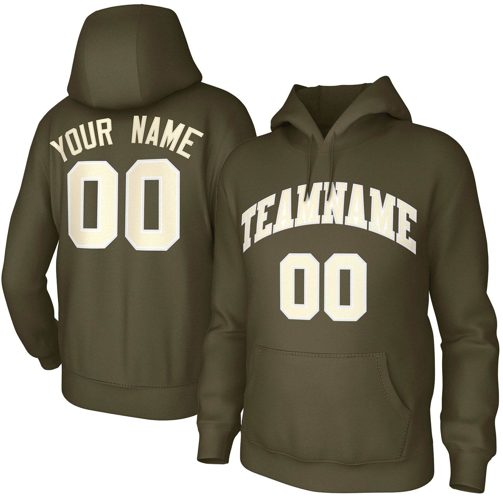 Custom Olive Cream Classic Style Training Uniform Pullover Hoodie