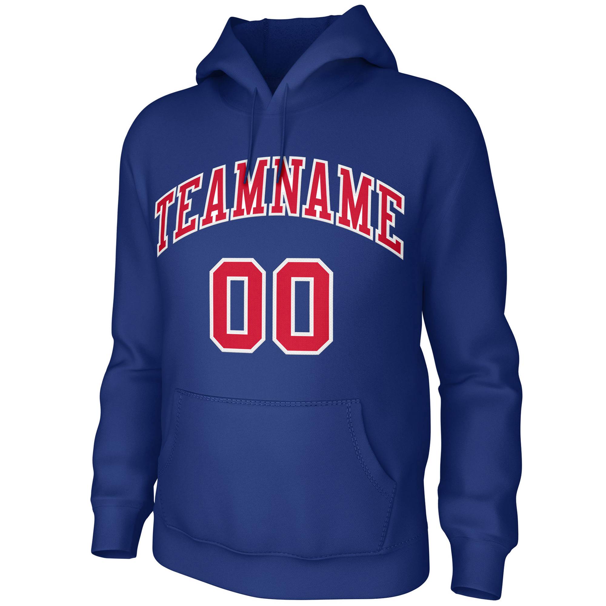 Custom Royal Red-White Classic Style Training Uniform Pullover Hoodie