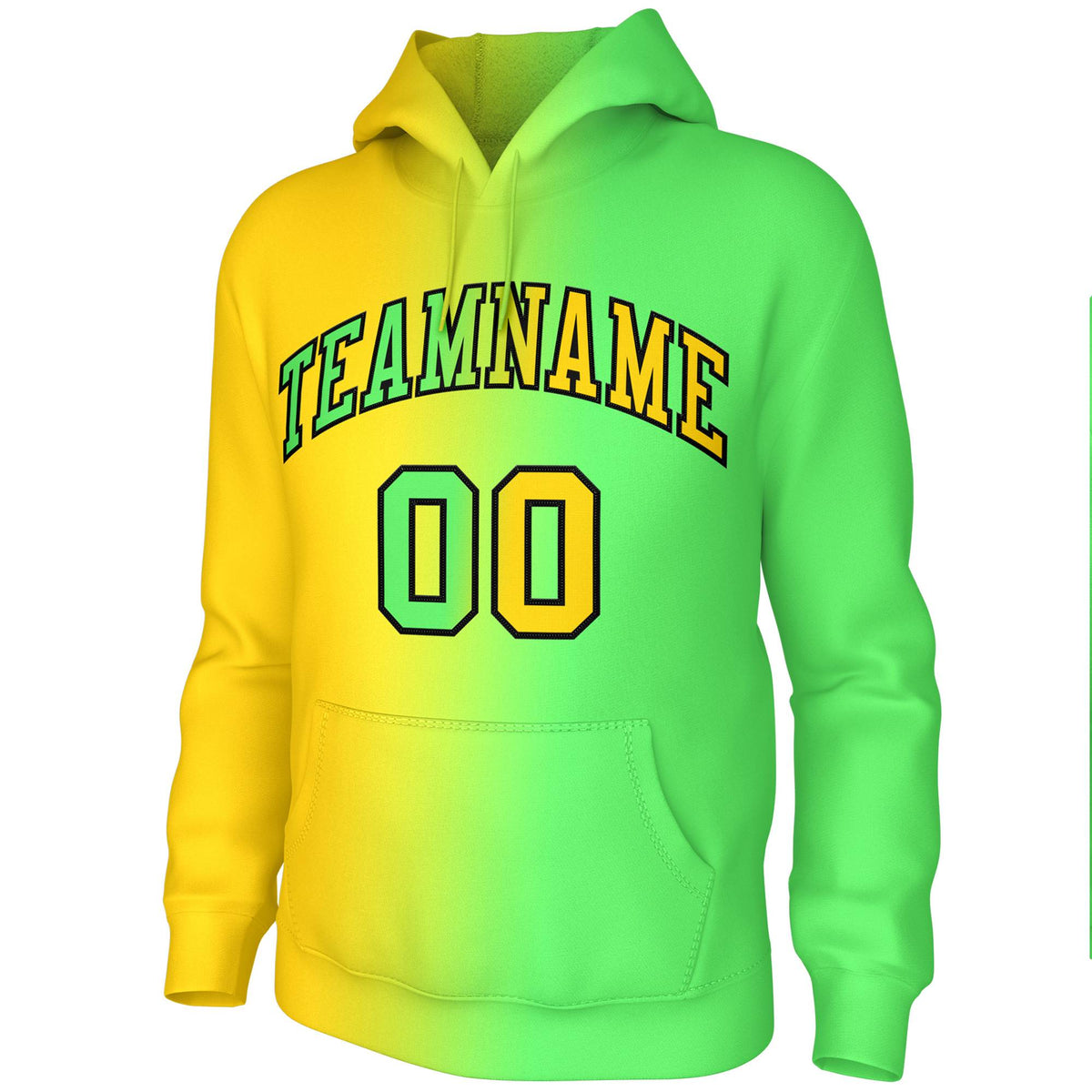 Custom Stitched Neon Green Gradient Fashion Pullover Sweatshirt Hoodie