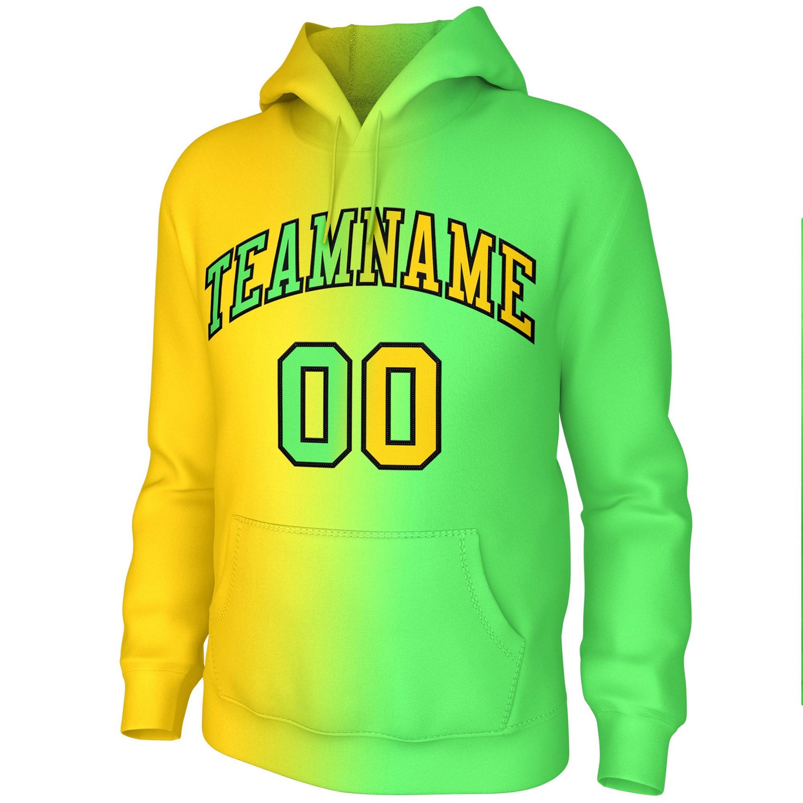 Custom Stitched Neon Green Gradient Fashion Pullover Sweatshirt Hoodie