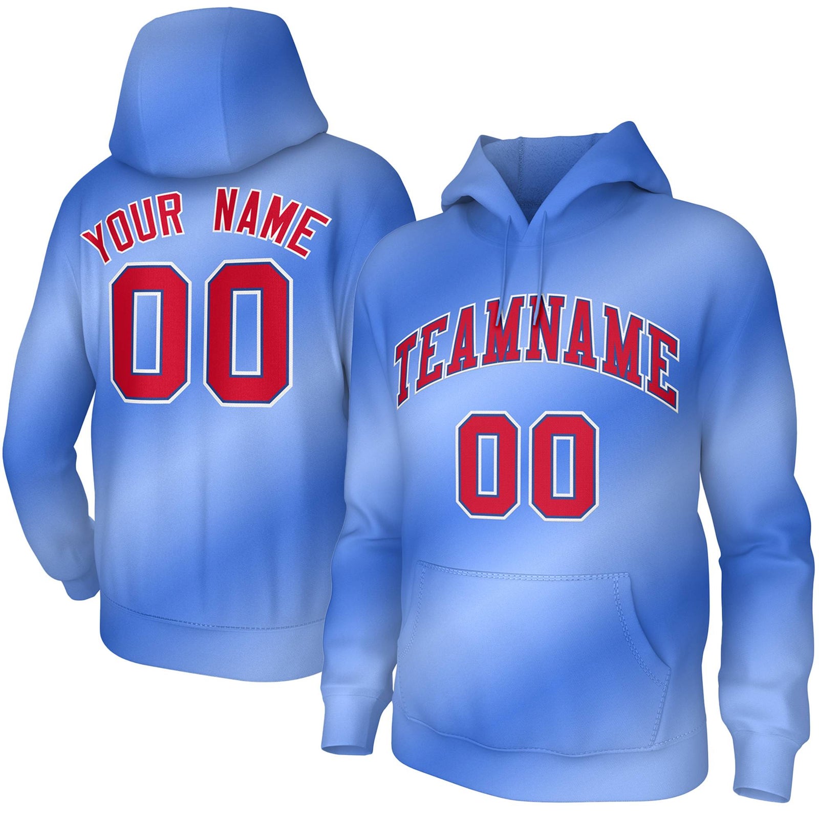 Custom Stitched Light Blue Gradient Fashion Pullover Sweatshirt Hoodie