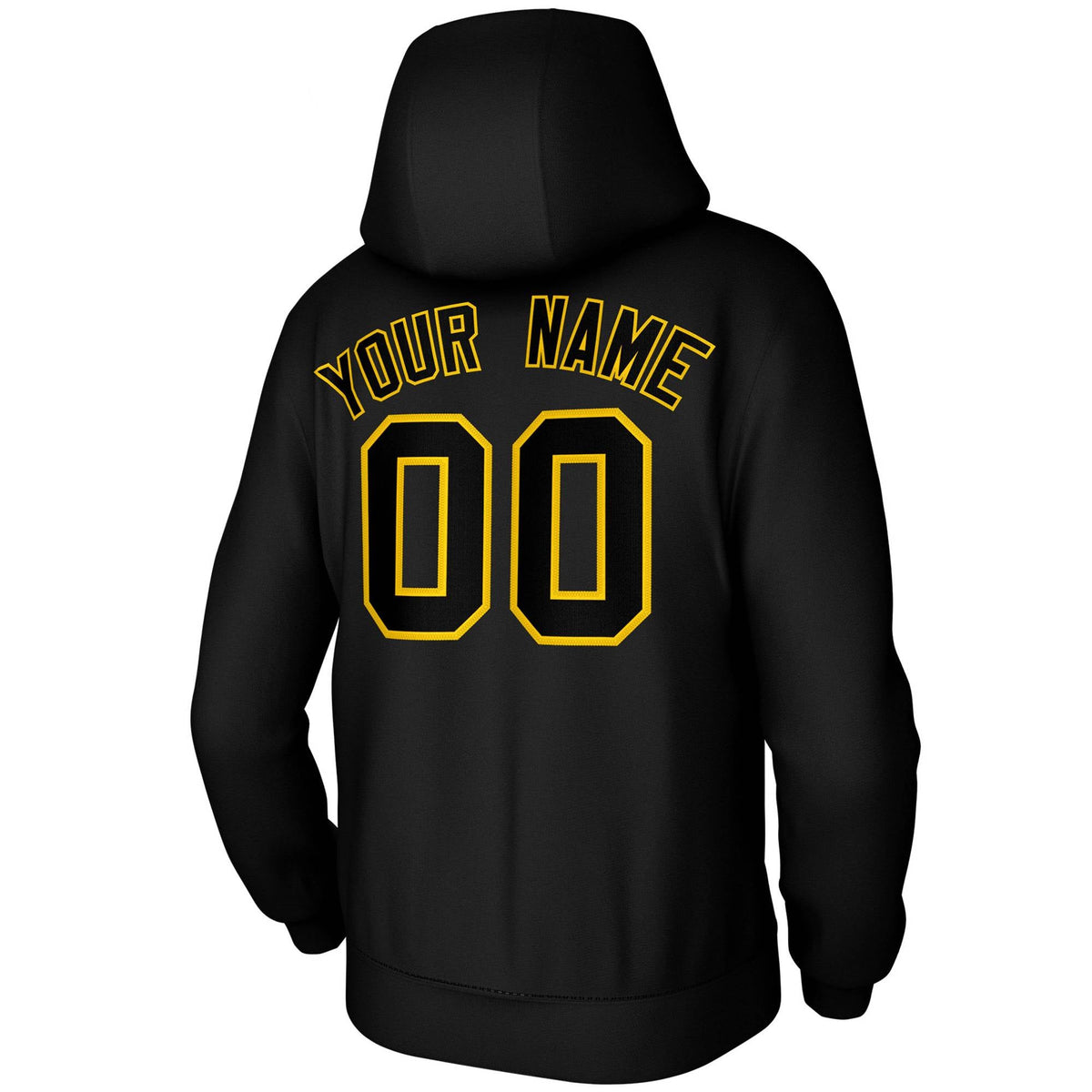 Custom Black Yellow Classic Style Sweatshirts Uniform Pullover Hoodie