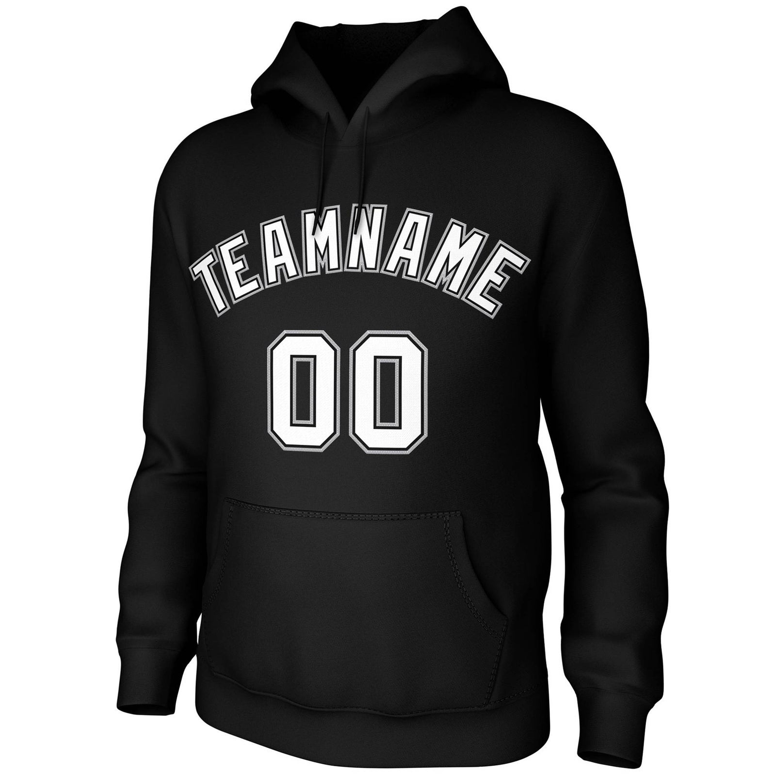 Custom Black White-Black-Gray Classic Style Sweatshirts Uniform Pullover Hoodie