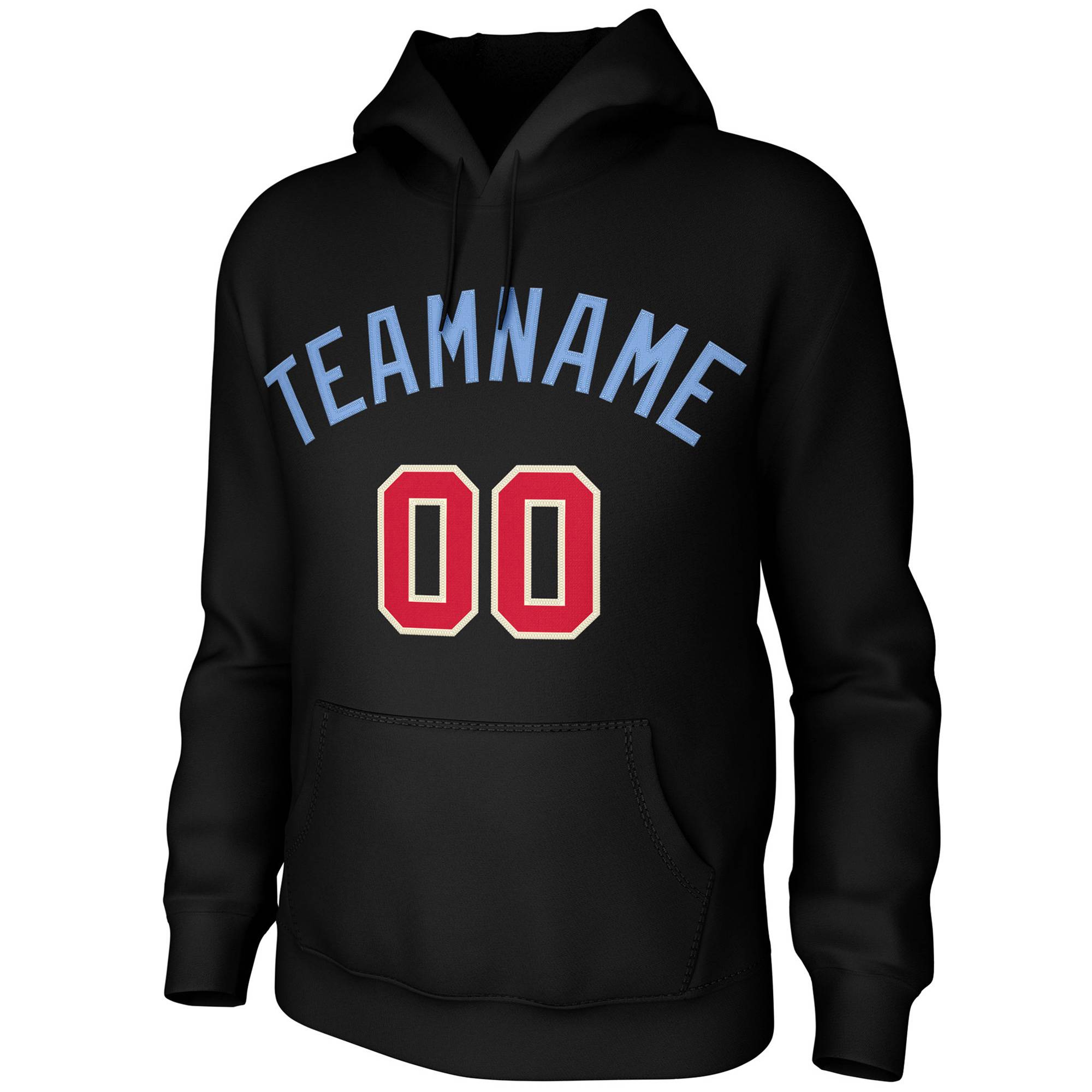Custom Black-Light Blue Classic Style Sweatshirts Uniform Pullover Hoodie