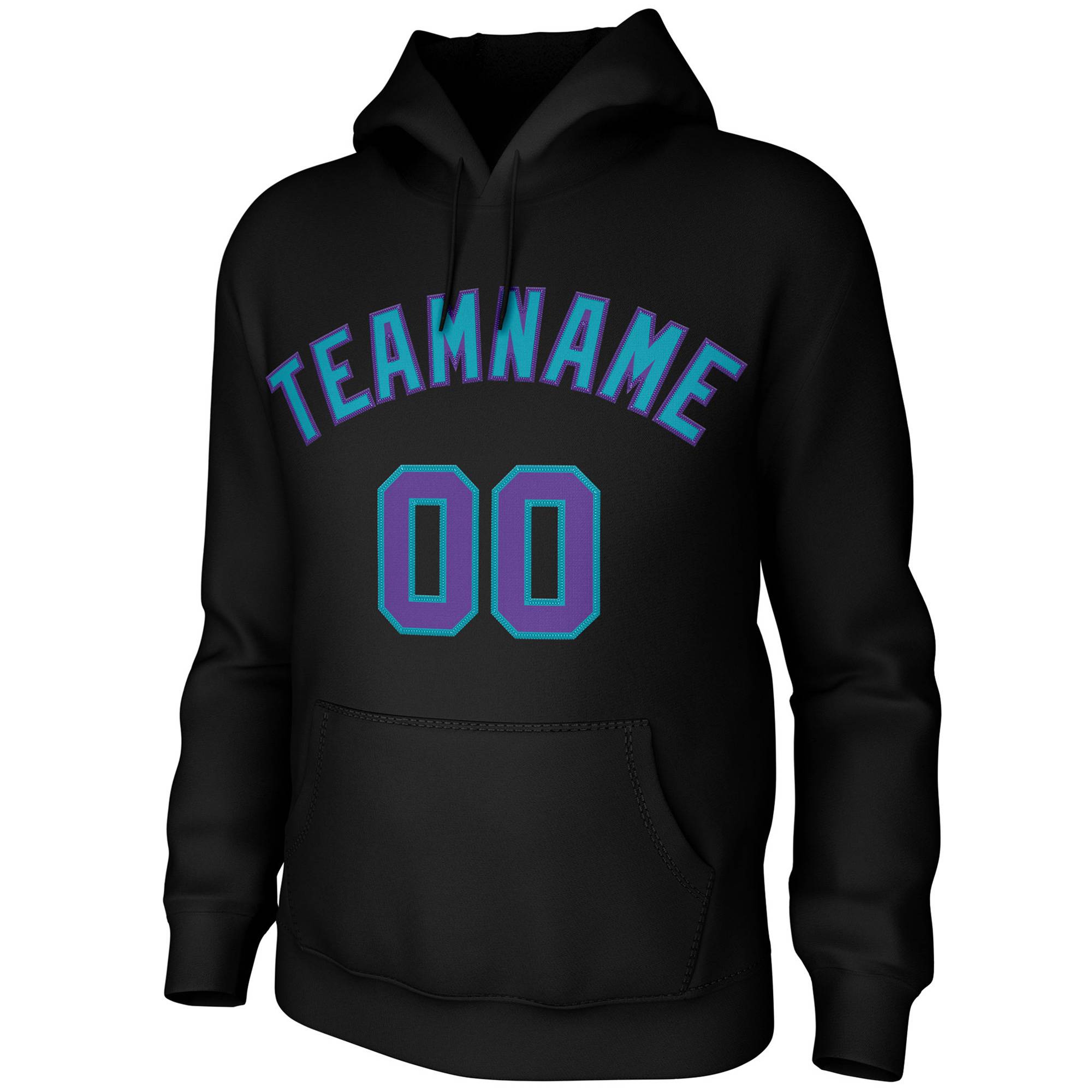 Custom Black Green-Purple Classic Style Sweatshirts Uniform Pullover Hoodie