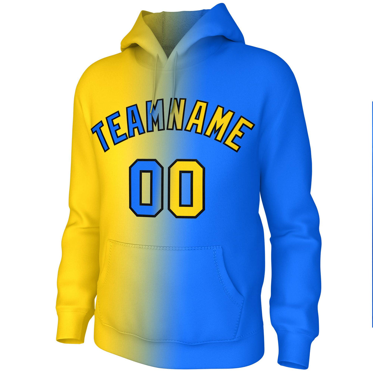 Custom Stitched Royal Gold Gradient Fashion Athletic Pullover Sweatshirt Hoodie