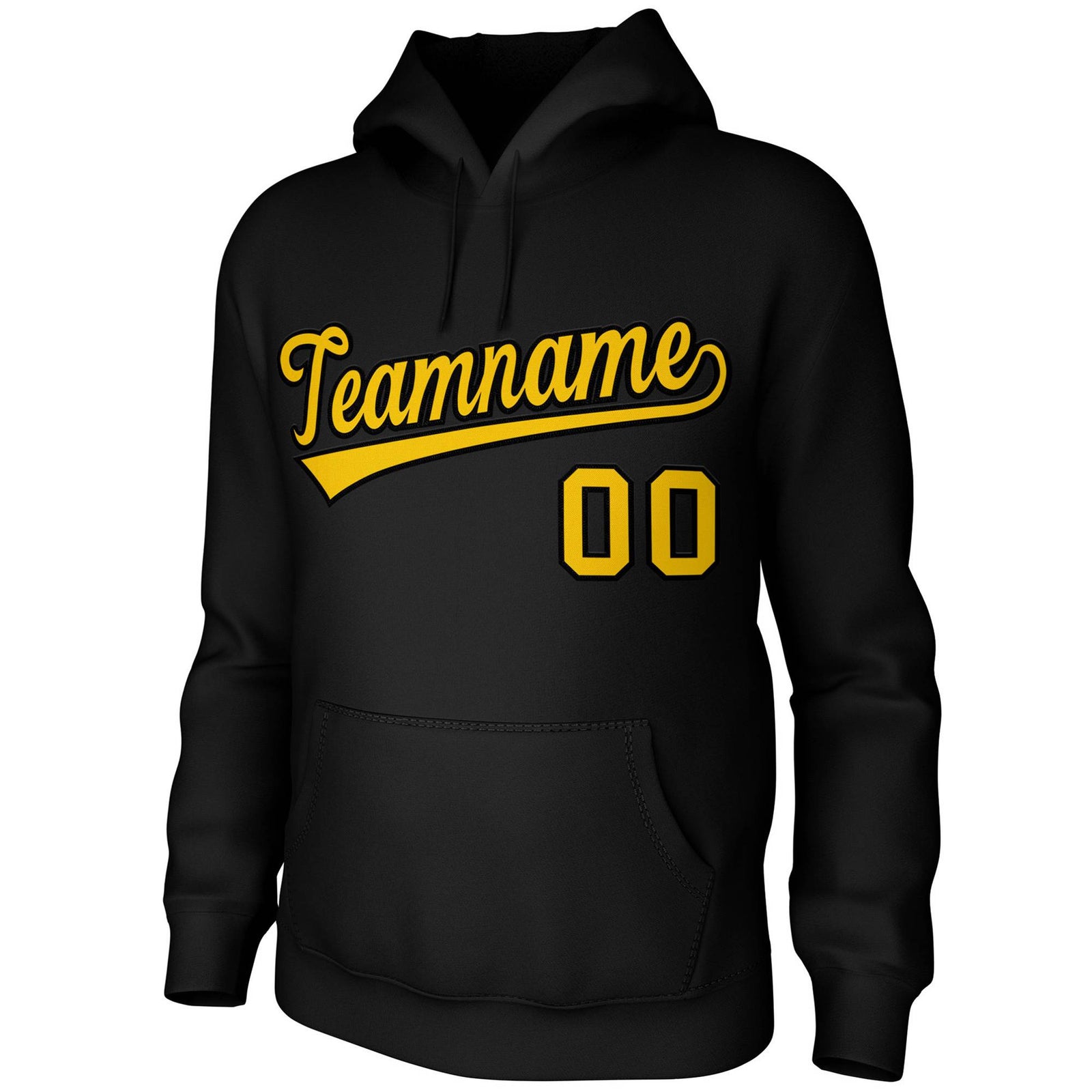Custom Black Yellow-Black Classic Style Sports Uniform Pullover Hoodie
