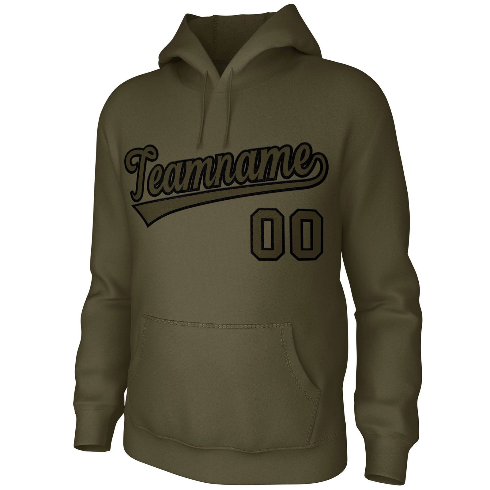 Custom Olive Black Classic Style Sports Uniform Pullover Hoodie