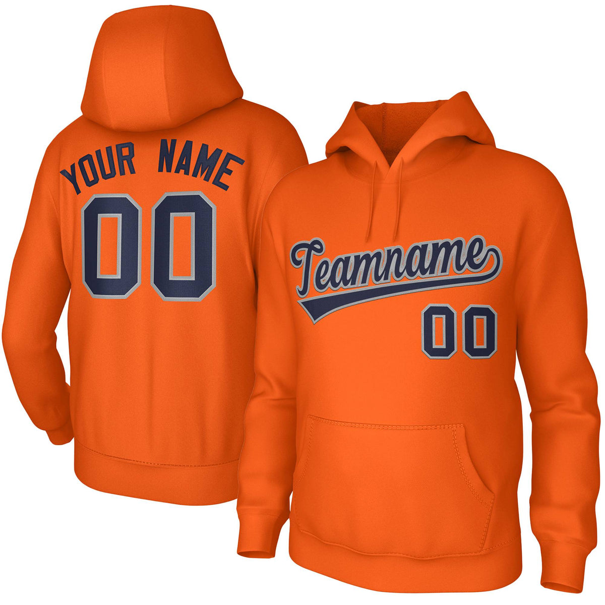 Custom Orange Navy-Gray Classic Style Sports Uniform Pullover Hoodie