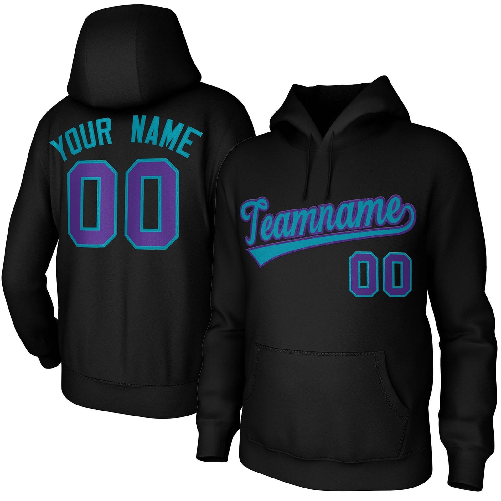 Custom Black Green-Purple Classic Style Sports Uniform Pullover Hoodie