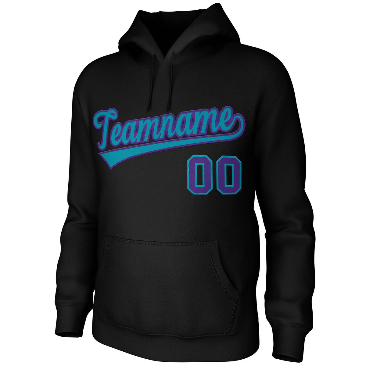 Custom Black Green-Purple Classic Style Sports Uniform Pullover Hoodie