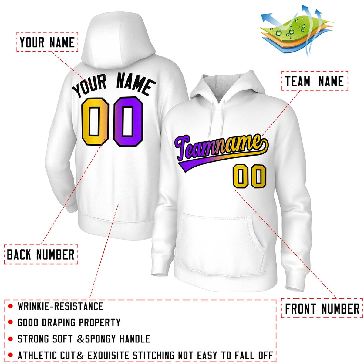 custom white pullover hoodies for men