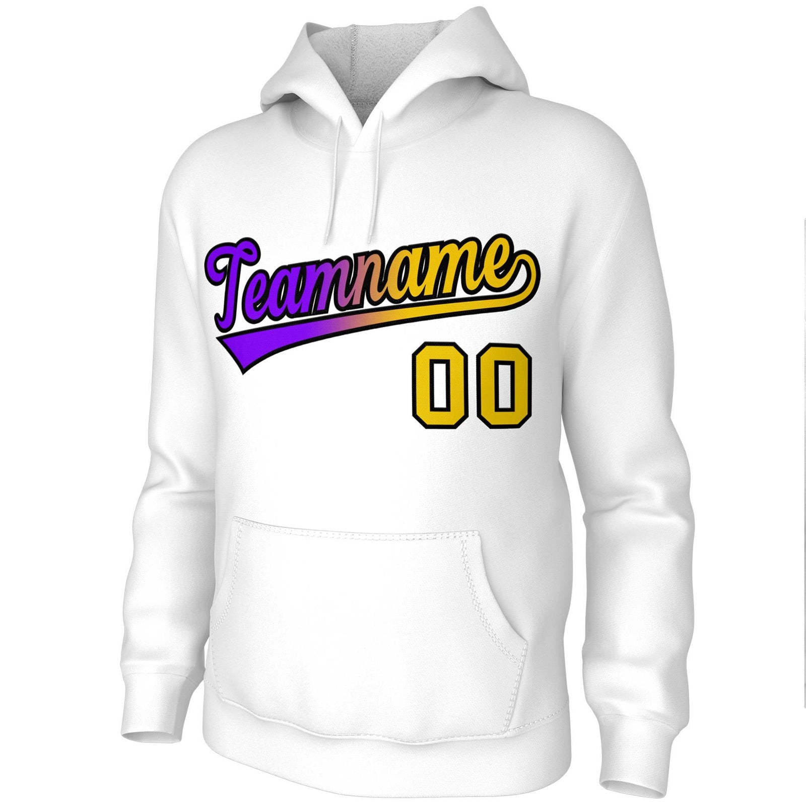 Custom Stitched White Purple-Black Gradient Fashion Pullover Sweatshirt Hoodie