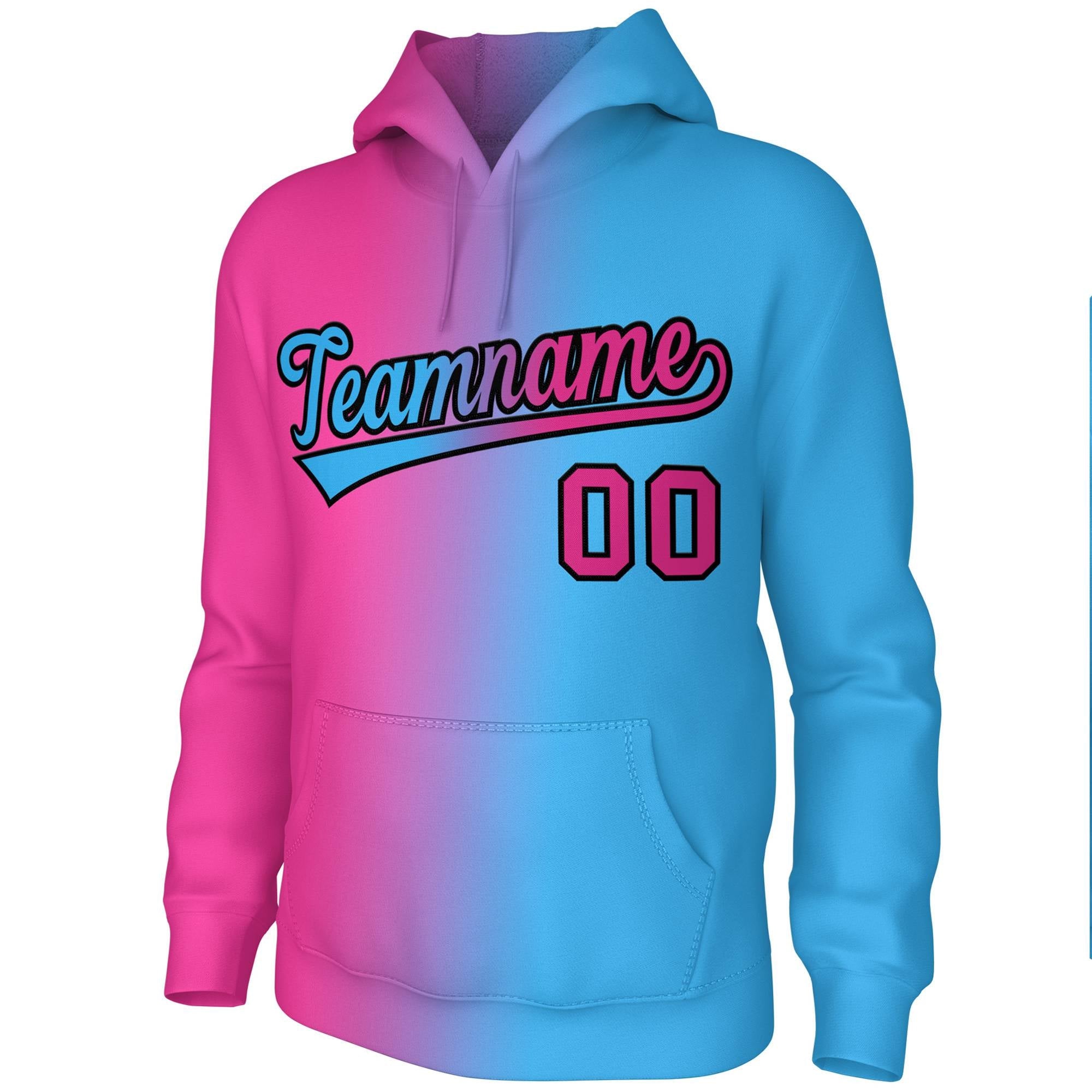 Custom Stitched Pink Gradient Fashion Sports Pullover Sweatshirt Hoodie
