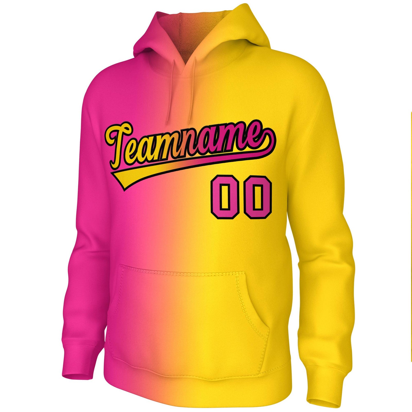 Custom Stitched Gold Pink Gradient Fashion Sports Pullover Sweatshirt Hoodie