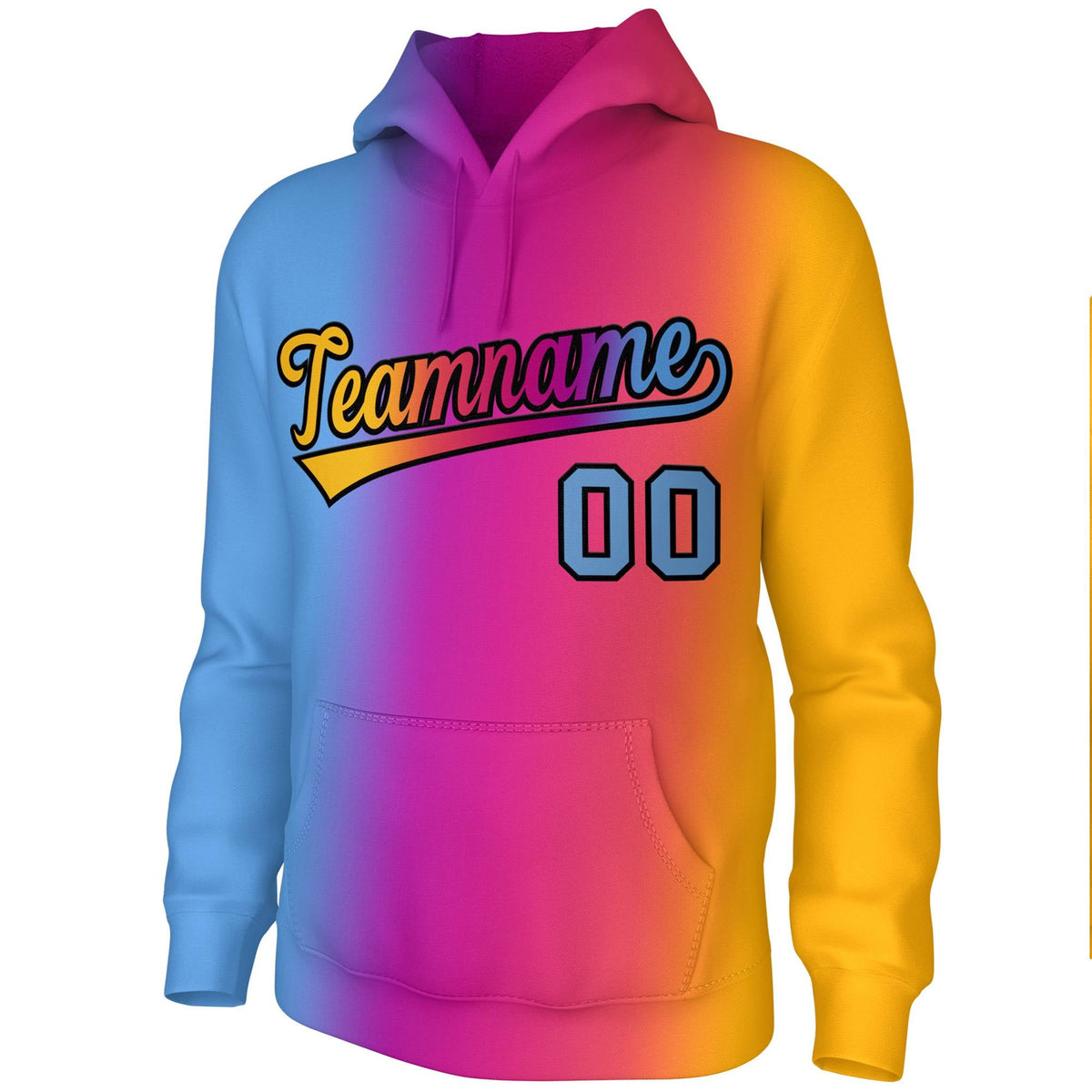 Custom Stitched Light Pink Gold Gradient Fashion Sports Pullover Sweatshirt Hoodie