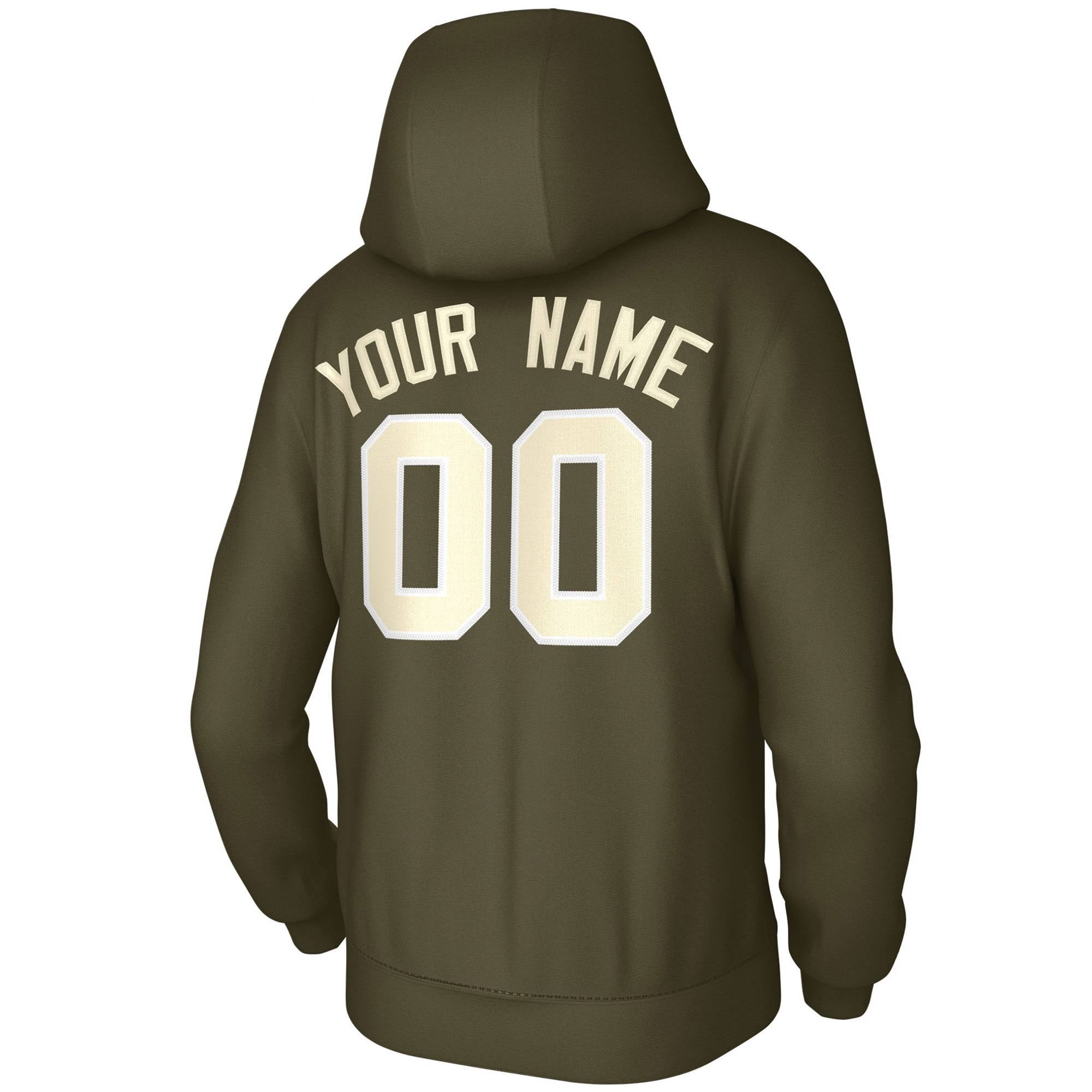 Custom Olive Cream Classic Style Personalized Uniform Pullover Hoodie