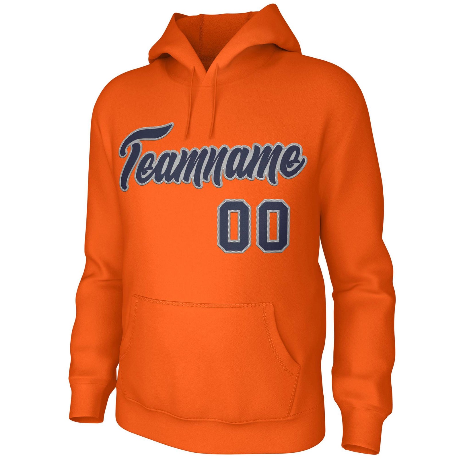 Custom Orange Navy-Gray Classic Style Personalized Uniform Pullover Hoodie
