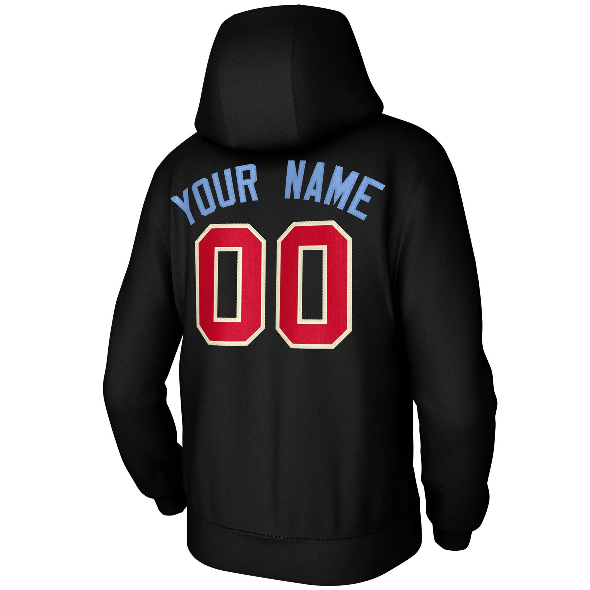 Custom Black-Light Blue Classic Style Personalized Uniform Pullover Hoodie