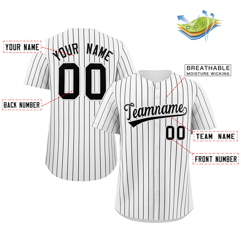 white pinstripe baseball  jersey-Custom details