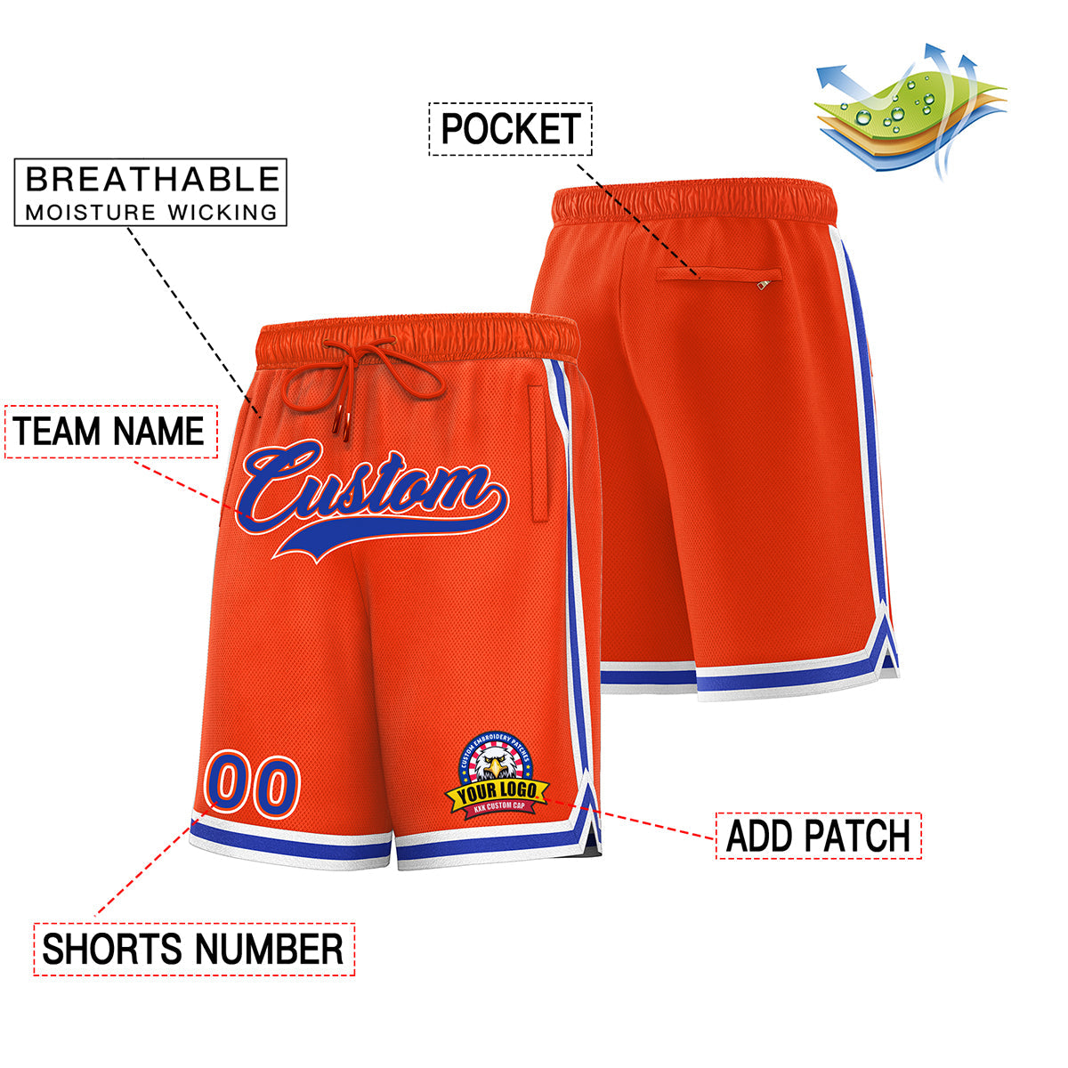 Custom Red Blue Basketball Shorts