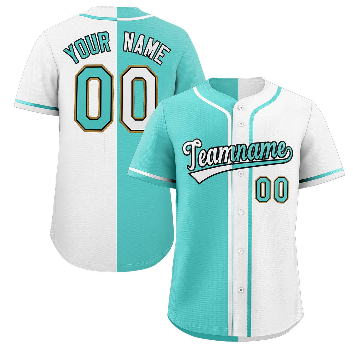 aqua &amp; white split baseball jersey