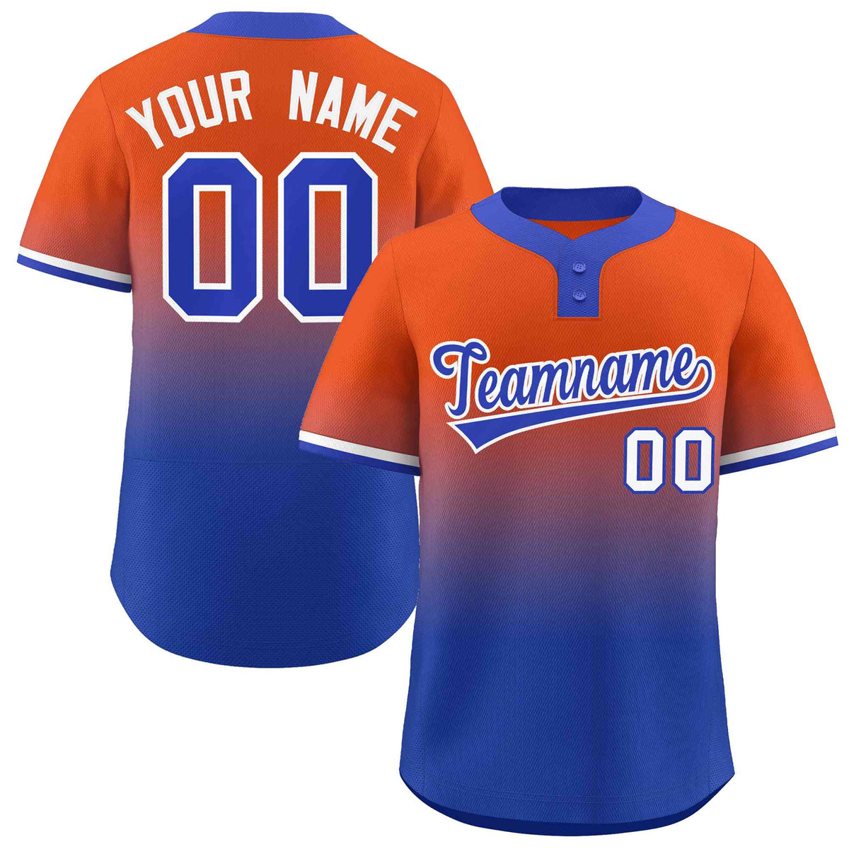 Custom Orange Royal Royal-White Gradient Fashion Authentic Two-Button Softball Jersey