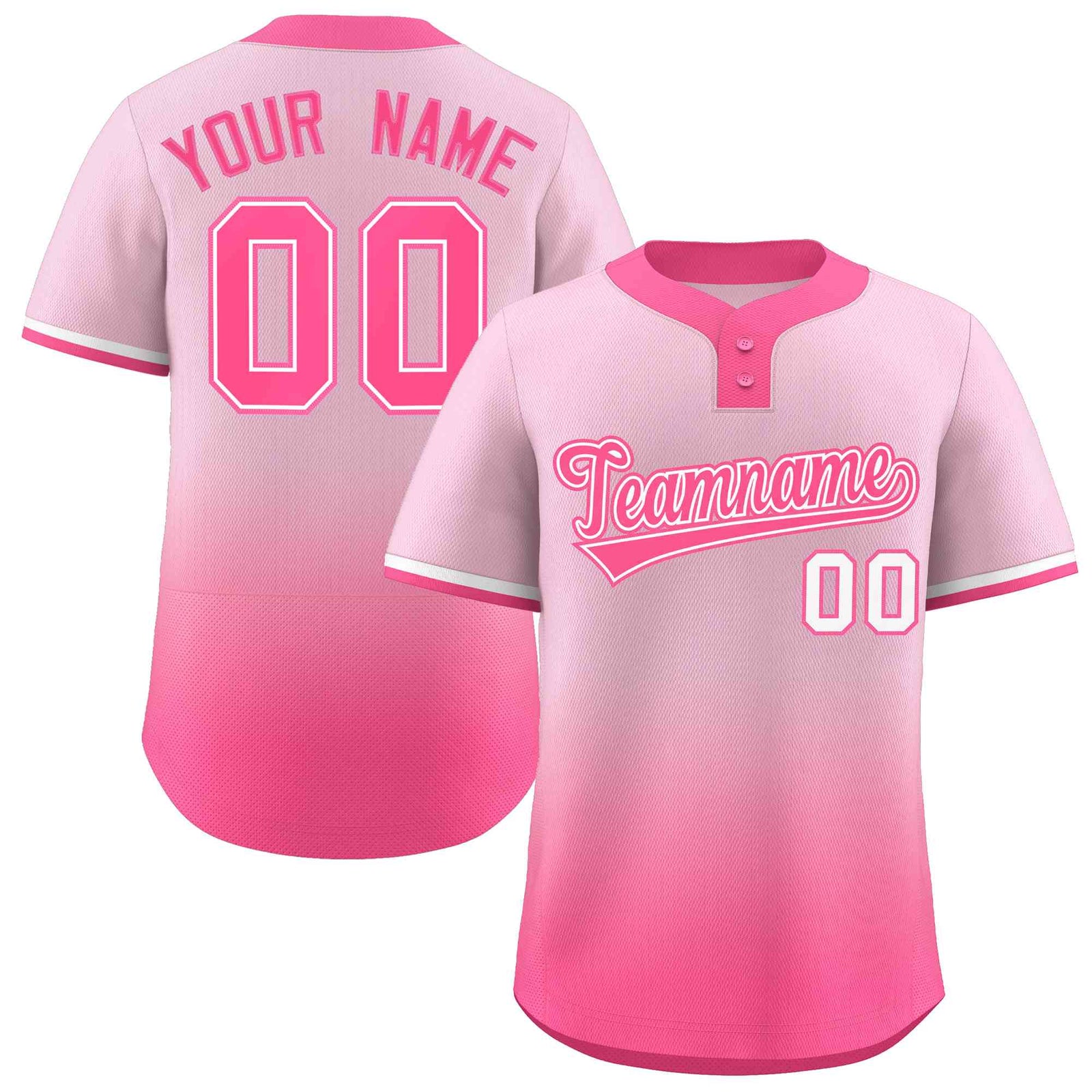 Custom Light Pink Pink Pink-White Gradient Fashion Authentic Two-Button Softball Jersey