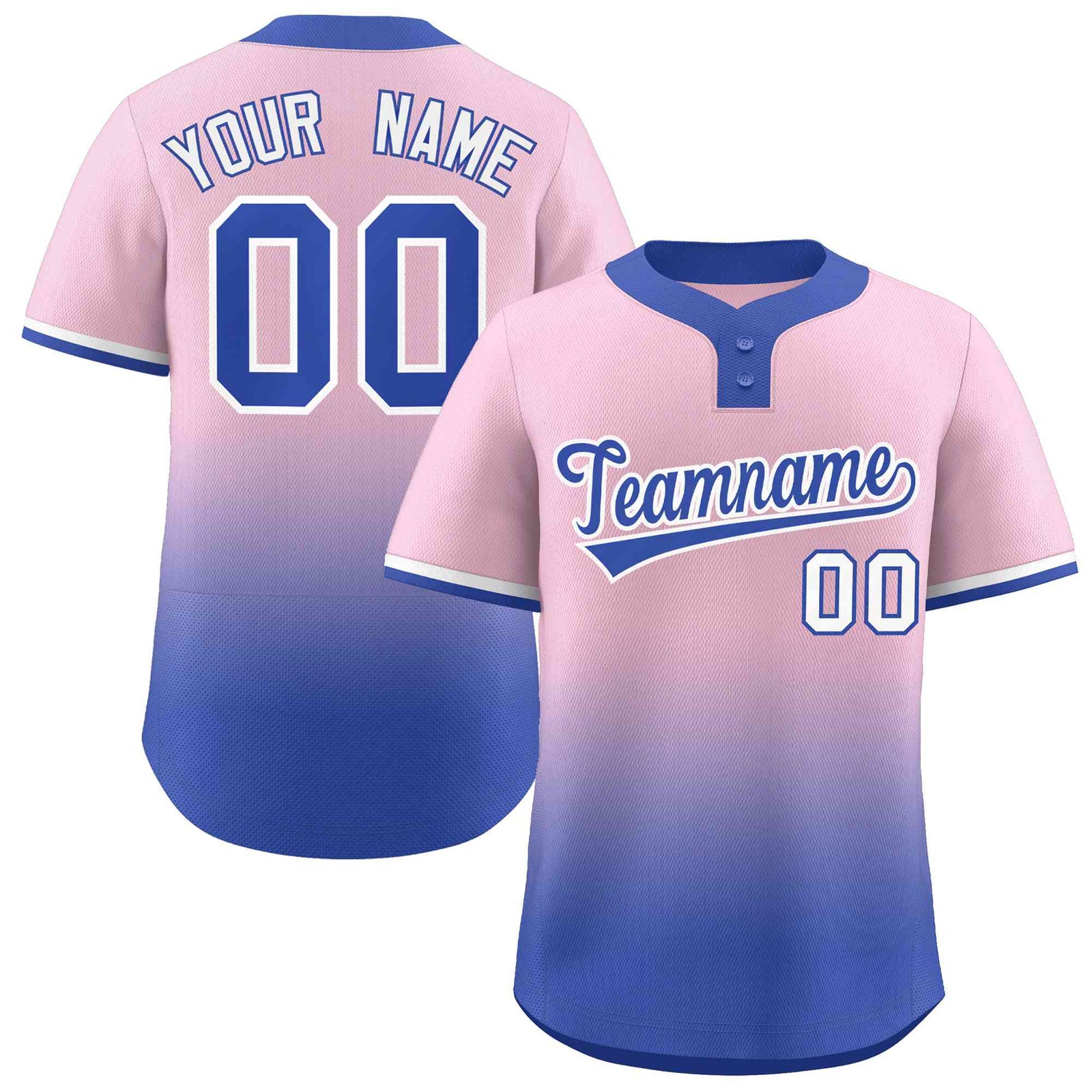 Custom Light Pink Royal Royal-White Gradient Fashion Authentic Two-Button Softball Jersey