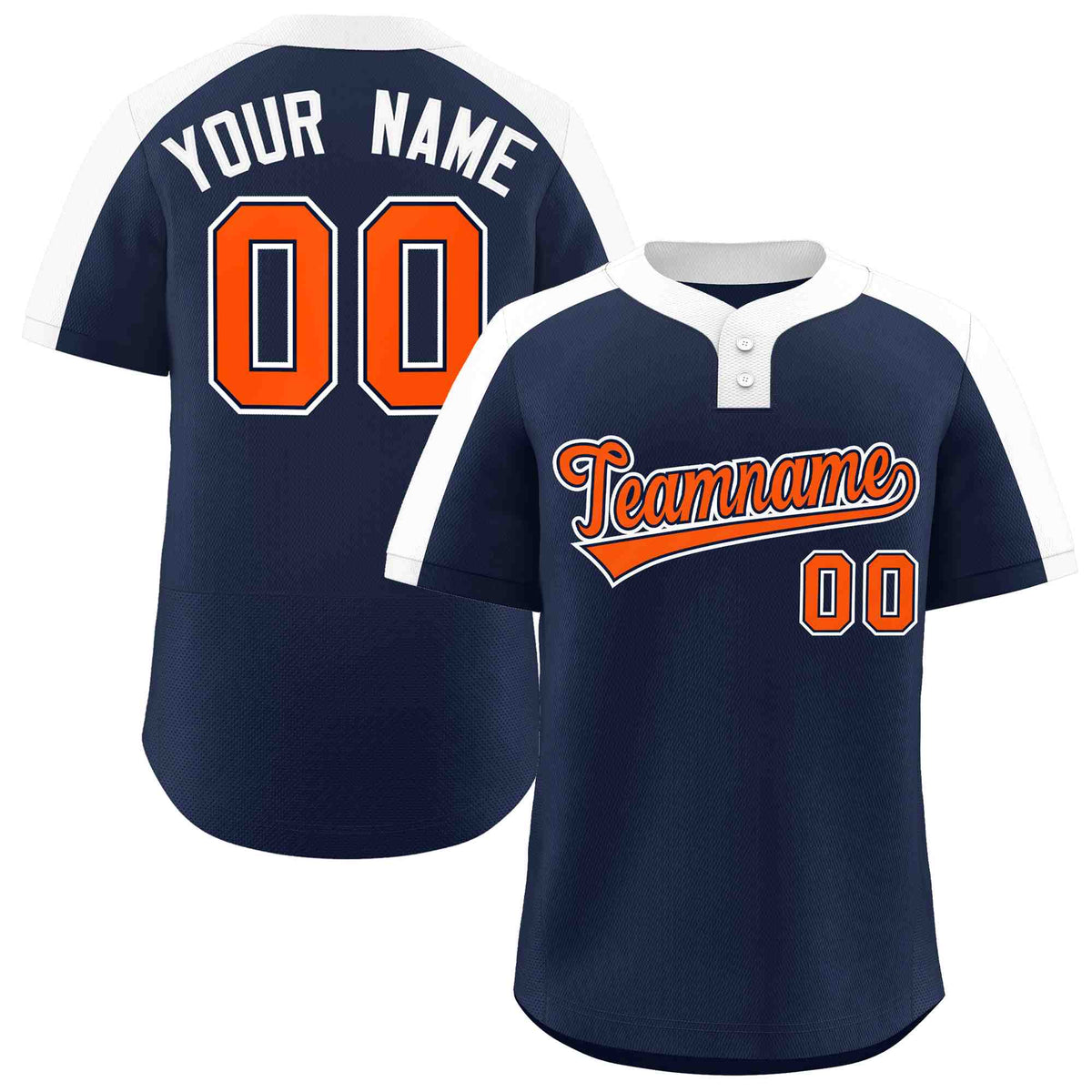 Custom Navy Orange-Navy Classic Style Authentic Two-Button Softball Jersey