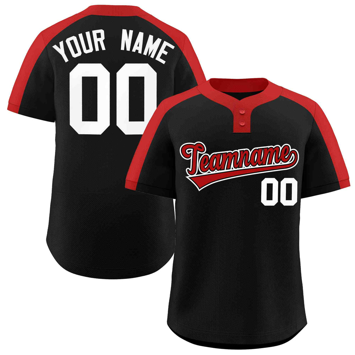 Custom Black Red-Black Classic Style Authentic Two-Button Softball Jersey