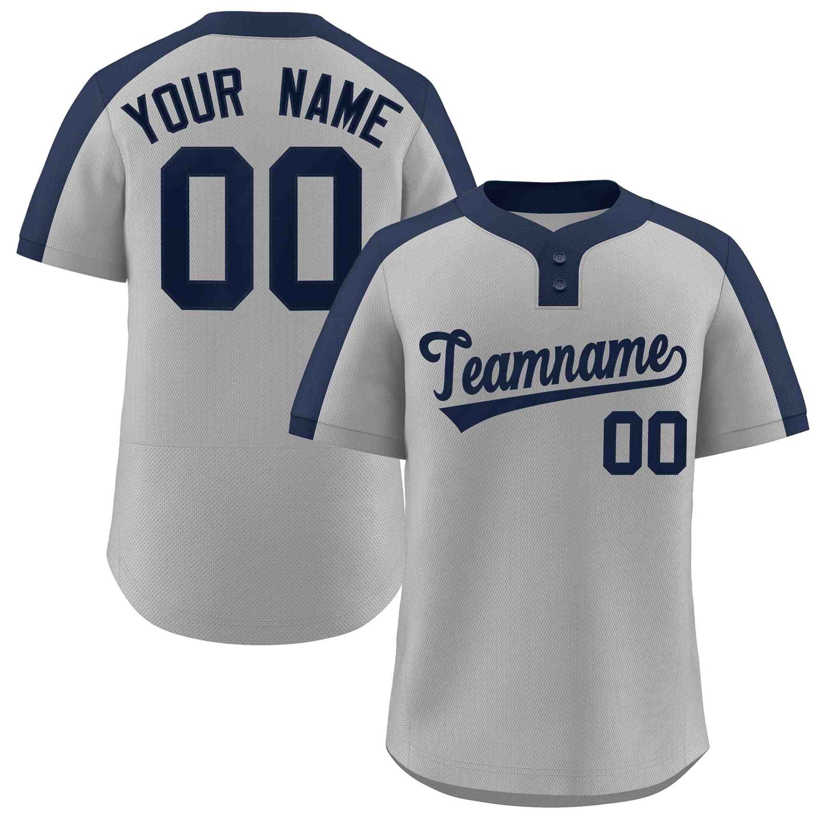 Custom Gray Navy Classic Style Authentic Two-Button Softball Jersey