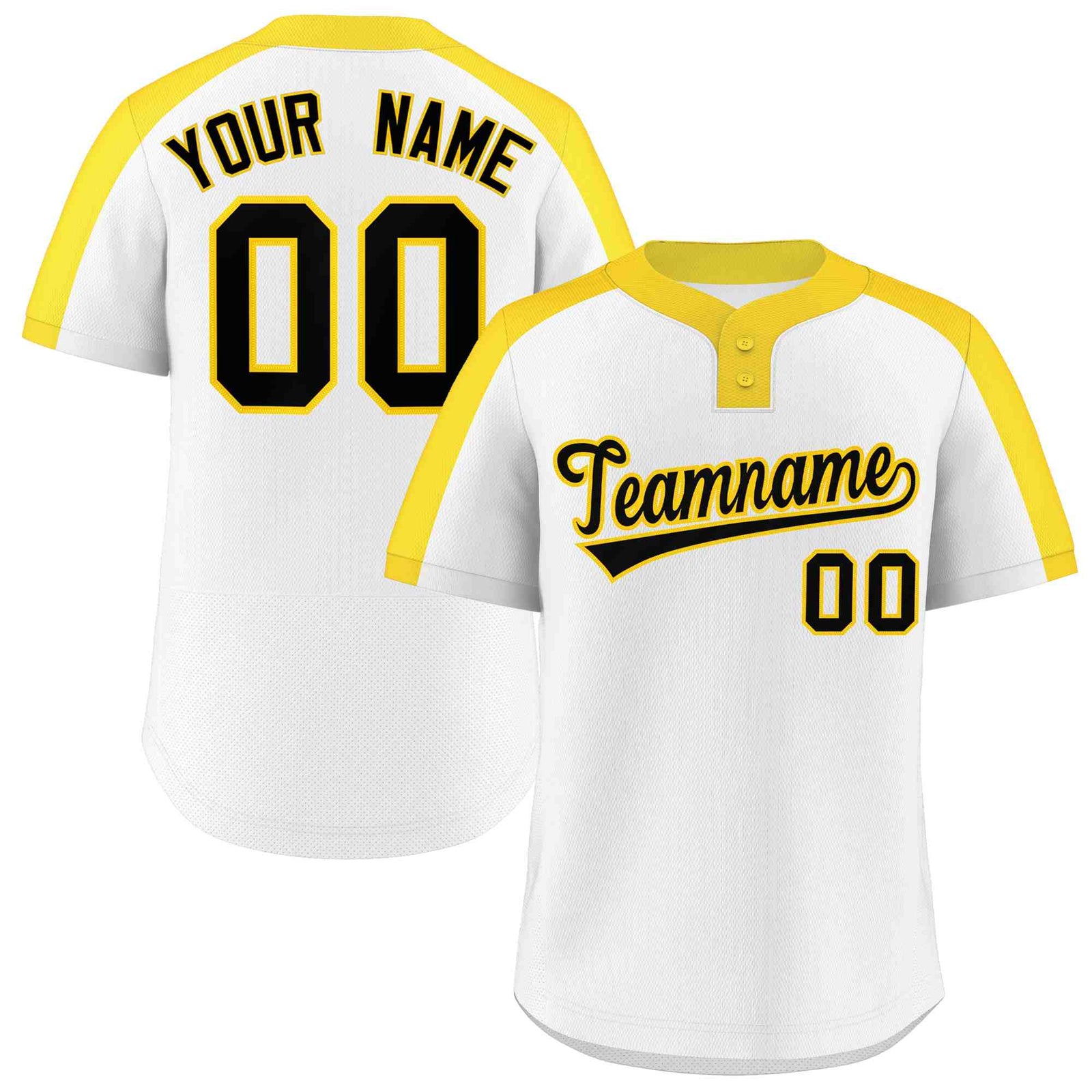 Custom White Black-Gold Classic Style Authentic Two-Button Softball Jersey