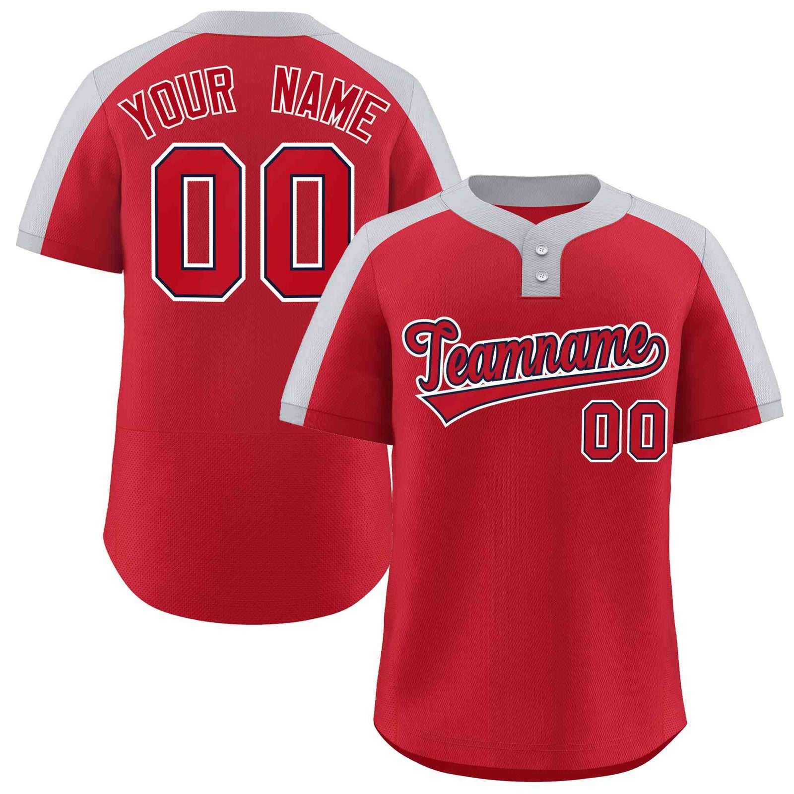 Custom Red Red-Navy Classic Style Authentic Two-Button Softball Jersey