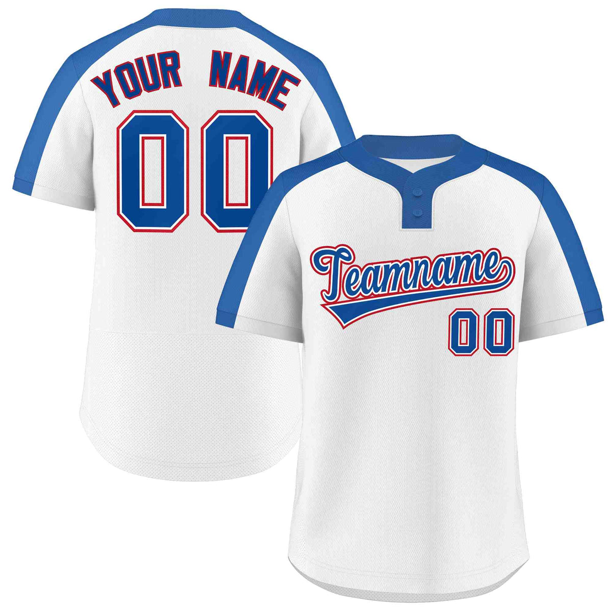 Custom White Royal-White Classic Style Authentic Two-Button Softball Jersey