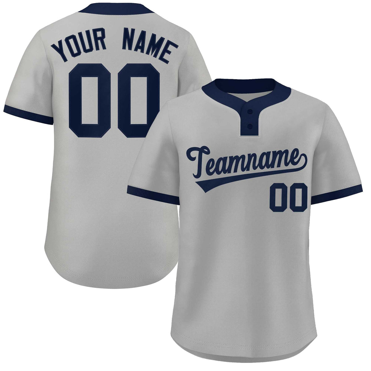 Custom Gray Navy Classic Style Authentic Two-Button Softball Jersey