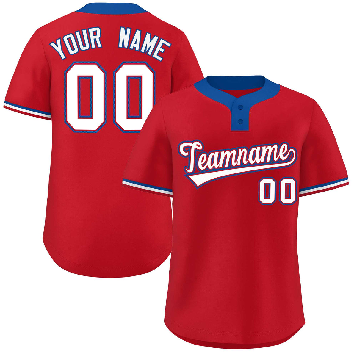 Custom Red White-Royal Classic Style Authentic Two-Button Softball Jersey